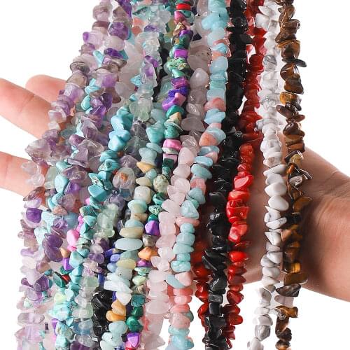Natural Stone Crystal Beads for Needlework Lapis Kyanite Opal Quartz Freeform Chip Irregular Bead for Jewelry Making Bracelet