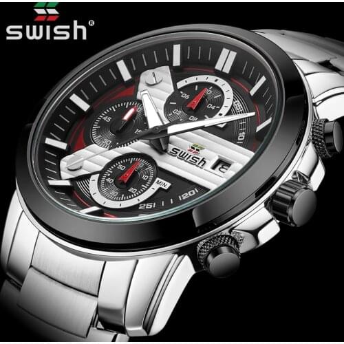 Fashion Montre Homme Top Brand Luxury Steel Watch for Men Waterproof Chronograph Quartz Wristwatch Military Sports Clock Date
