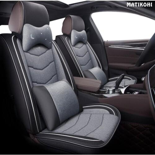 MATIKOHI flax car seat covers For audi a6 4f a4 a3 a5 q3 q5 q2 lada xray mitsubishi pajero skoda octavia nissan leaf seat cover