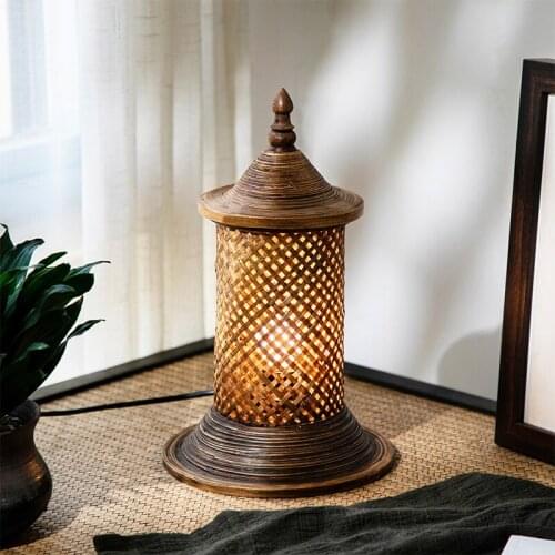 Yili Southeast Asian decorative table lamp bedroom Bedside Lamp Retro nostalgic new Chinese bamboo desk lamp
