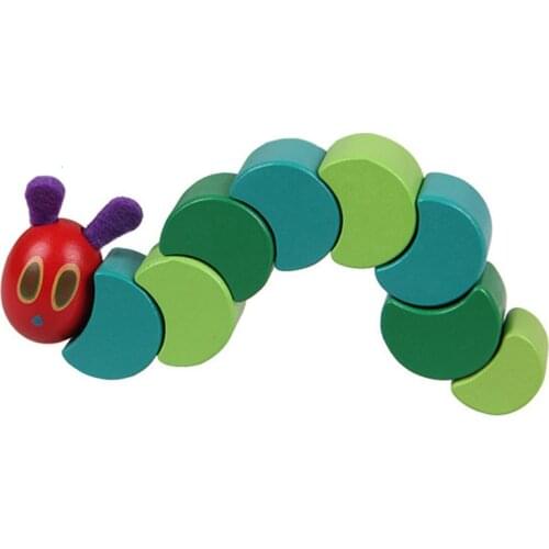 Wooden Blocks Kids Flexible Blocks the Very Hungry Caterpillar Toys for Children Fingers Flexible ducational Toy Gift B1076