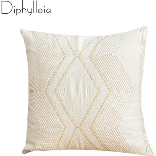 Diphylleia Ivory Cushion Cover Vintage Gemoetric Embroidery Pillow Cover 45x45cm 30x50cm Home Decoration Coussins Free Shipping