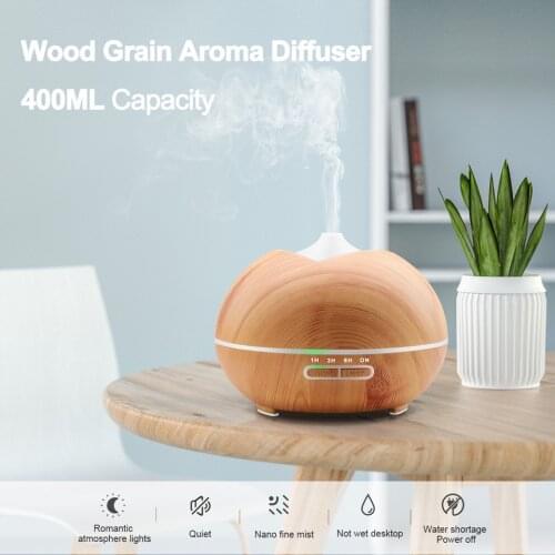 Electric Wood Grain Ultrasonic Essential Oil Diffuser 400ml Air Humidifier for Home Bedroom Office Hotel