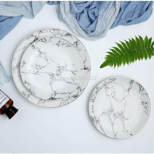 European style Marble Phnom penh plate Bone china Hand Made 8inch/10inch Western food steak dessert plate Steak dish