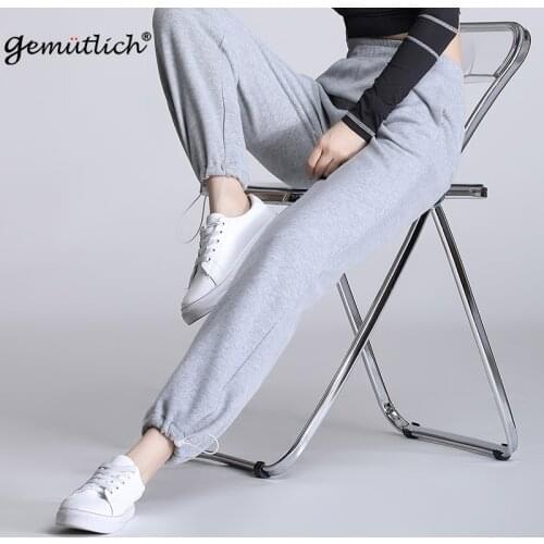 GEMUTLICH S-9XL Women Elastic Waist Harem Pants Casual Drawstring Sport Joggers Trousers Thin Loose Sweatpants New Spring Summer