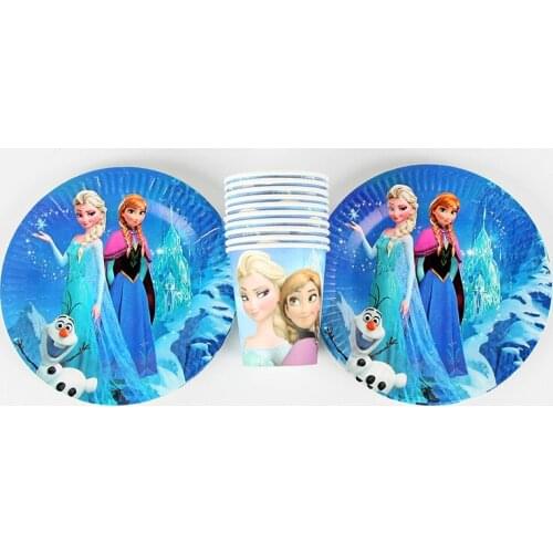 Frozen birthday baby girl favor Party Tableware Set 20pcs/lot paper Cup Plate Children Grils Birthday Party Supplies Decor