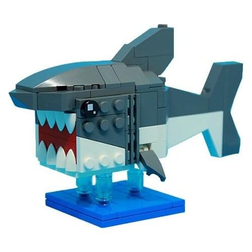 MOC Mechanical Shark Building Blocks Bricks Sea Animal Sharkby Leewan Creative Model Deep Sea Creature Parts Toys Birthday Gifts