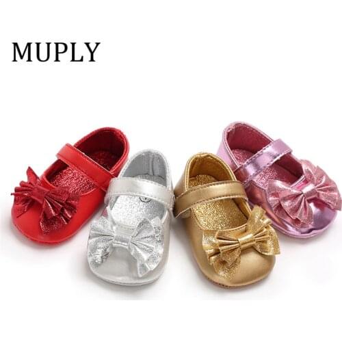 Toddler Baby Girls Boys Summer Crib Casual Shoes 4 Style PU Leather Solid Hook Bowknot Baby Shoes Outfit 0-18M