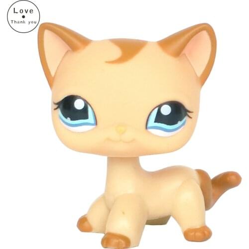 Lps cat pet shop toys Short Hair Cat Brown Curl Mocha Tan Kitty Standing Rare Original Toy Figure Free Shipping