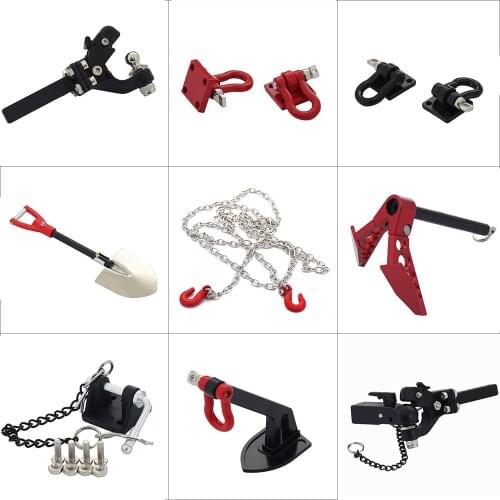 Metal Recovery Drag Chains Trailer Hitch Shackle Winch Anchor Tow Hook Accessories for 1/10 RC Crawler TRX4 TRX6 SCX10 Wraith