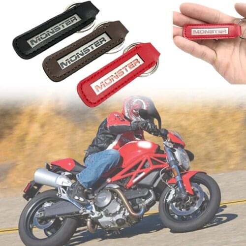 Metal Leather Motorcycle Keychain Key Chain fits For DUCATI MONSTER 797/821/1200 Monster 696 659 795 79 Key Holder Motorcycle