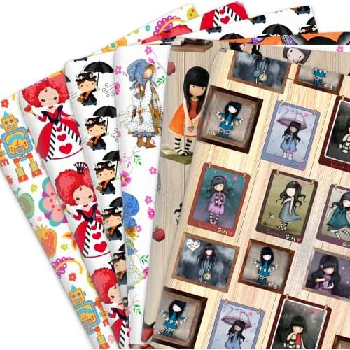 Cartoon Doll Girl Polyester Cotton Or knit Stretch FabricTissue Sewing Quilting Fabrics Needlework Material DIY Handmade