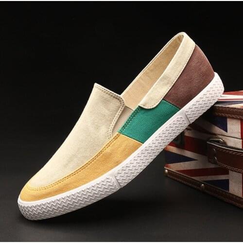 Mens Vulcanized shoes Breathable Canvas shoes Mens Flat shoes Mixed Colors loafer driving lazy Lightweight Shoes A23-43