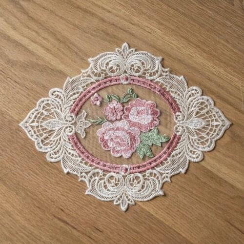 New Embroidery Lace Applique Sofa Cover Cushion Table and Chair Ingredients Curtain Accessories Fabric Tea Coaster Coffee Pad