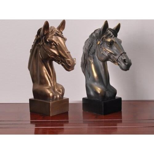 Resin Horse head ornaments Sculpture Art Statue Decoration crafts decorative Home Furnishing living room decor flower