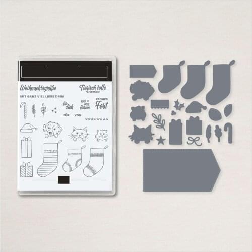 Festive Stockings Stamp Set Metal Cutting Dies Stamps Scrapbook Diary Secoration Embossing Stencil Template Diy Handmade 2021