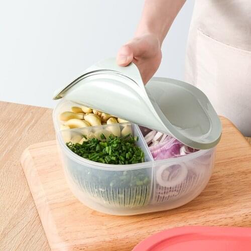 Transparent Plastic 4 Compartments with Lid Fresh-keeping Storage Box for Vegetables and Fruits Refrigerator Storage Container