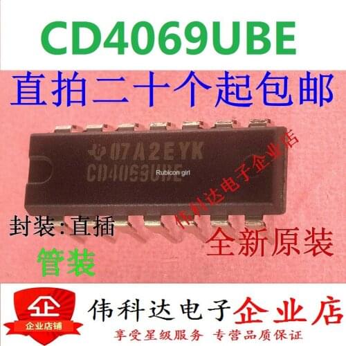 Straight plug imported CD4069UBE DIP-14 CMOS six non-door new original fake one lose ten straight shot
