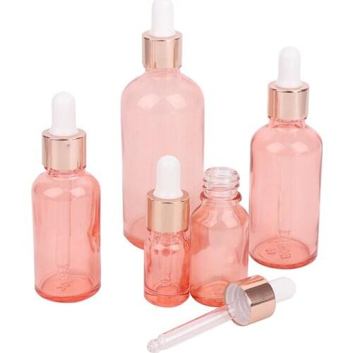 5ml 10ml 30ml 50ml 100ml Rose Pink Glass Dropper Bottles Translucence Essential Oil Bottles With Glass Pipettes