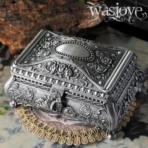 Big Size High Quality Vintage Flower Carved Zinc-alloy Metal Trinket Box Jewelry Box Necklace Pendant Storage Case