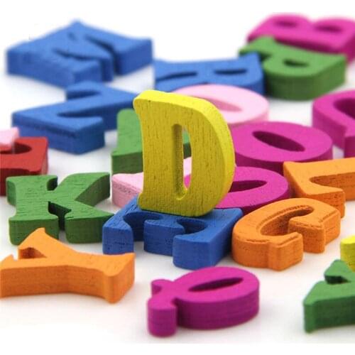 Home Decoration 100pcs Artificial Wood Colorful Letters Alphabet Word Scrapbooking Carft For Decoration DIY Handcrafts Ornament