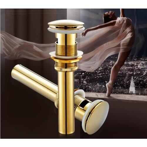 Vidric High quality Solid Brass Bathroom Lavatory Sink Push-down Pop Up Basin Drain With Gold/Chrome bathroom parts faucet acces
