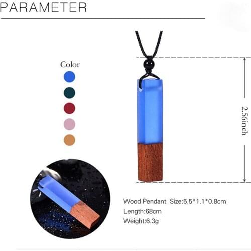 Vintage Solid Wood Resin Necklace Pendant Women Men Various Styles Handmade Adjustable Sweater Chain Necklaces Jewelry 2020