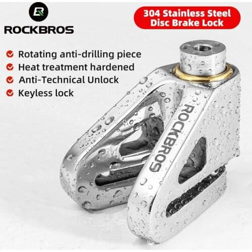 ROCKBROS Disc Brake Lock Bike Motorcycle Scooter Vehicle Waterproof Safe Security Anti-theft Wheel Brake Lock Stainless Steel