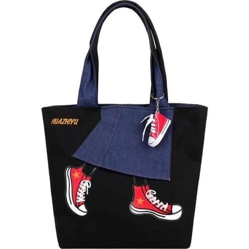 PURFAY Canvas Capacity Women Shoulder Bag Cotton Tote Shopper Bag Eco Reusable Travelling bag Cloth Messenger Bag