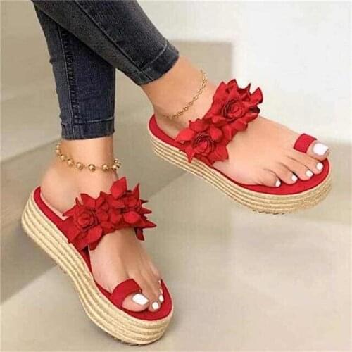 Women Platform Sandals Casual Daily Flower Slip On Platform Sandal Ladies Beach Dress Flat Shoes Dropshipping Female Sandals