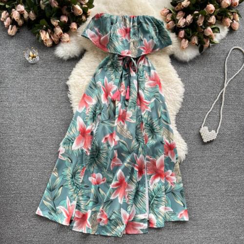 Summer new printed tube top dresses for women Temperament, commuter, split ends, sexy Dress 2021