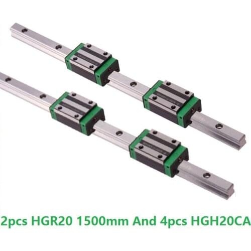 2pcs Linear Guide Rail HGR20 -L 1500MM And 4pcs HGH20CA Linear Narrow Sliding Blocks CNC Router Parts