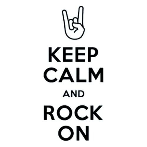 6.3CM*14.1CM Decoration Word Keep Calm Rock On Vinyl Black/Silver Car Sticker