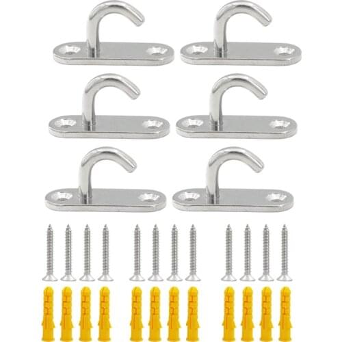 6 PCS Anchor Mount J-shaped M5 Standard Hammock Hooks Ceiling Anchors Wall Anchors for Fitness Training Yoga Swing