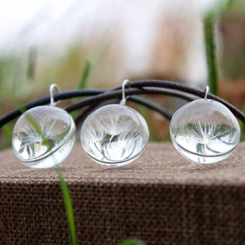 Bespmosp 24PCS/Lot Wholesale Real Flowers Dandelion Seed Glass Cabochon Bottle Vintage Boho Jewelry Plant Pendant Necklace Women