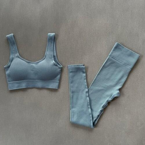 Square Collar Seamless Sport Set Women Gym Leggings Fitness Bra Top Womens Sportswear Sexy Yoga Suit Workout Running Clothes