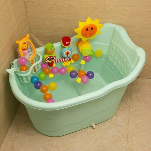 Large size childrens bath barrel baby bathtub plastic tub portable shower for age of 0-15 thick insulation