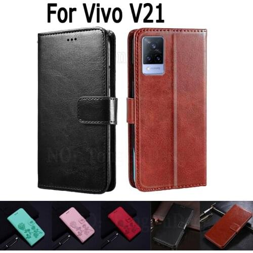 Wallet Case For Vivo V21 V2066 Cover Etui Flip Stand Leather Book Funda On Vivo V 21 Magnetic Card Phone Case Hoesje Capa Bag