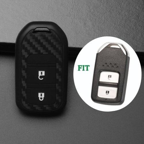 Bilchave 5pcs Carbon Fiber Silicone Remote Car Key Case Cover For Honda Vezel city civic Jazz BRV BR-V HRV Car-Styling Holder