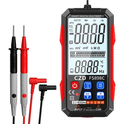 Digital Multimeter NCV DC / AC Voltage Resistance Diode Capacitance Continuity Frequency Temperature Zero-Fire Line Measurement