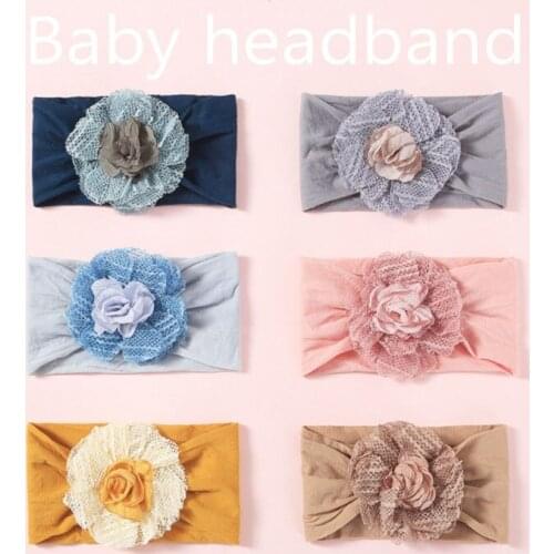 6 Color Kids Headband Nylon Mesh Artificial Flower Baby Headband Baby Lace Headband