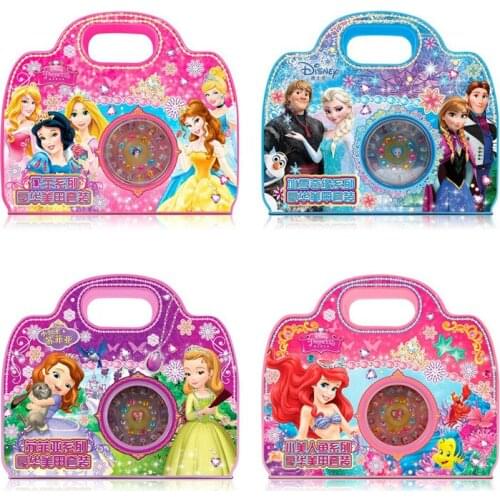 Disney Kid Toys Frozen Elsa Anna Sophia Luxury Package Makeup Toy Nail Stickers Mermaid Mickey Minnie Sticker Toys For Girl