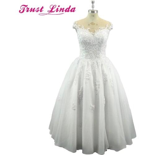 Elegant Lace Ball Gown Sheer V Neck Appliques Vestido De Noiva Wedding Party Dress