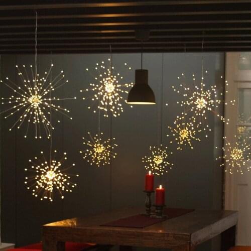 Firework String Lights 8 Mode Explosion Star Copper Silver Wire Fairy Light Decoration Lamp Remote Control String Light