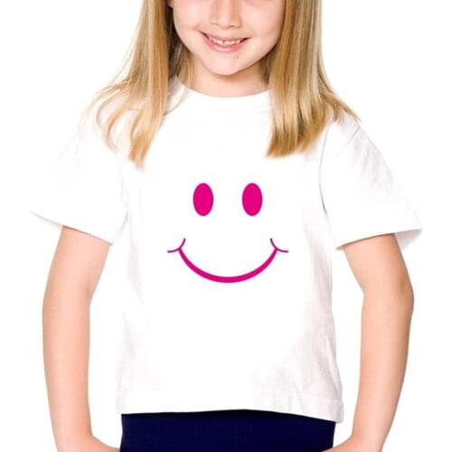 Lovely smile face printed T shirt Baby Girls Summer Tops Short Sleeve T shirts Kids Cute Clothes2 to 8 Years Toddle,KTP5190