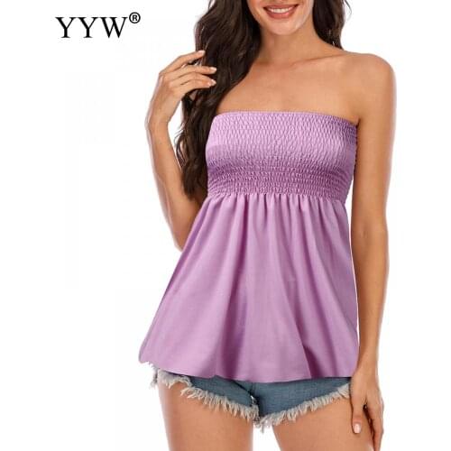 Streetwear Tops Women T shirt 2021New Summer Sexy Backless Strapless Beach Tops Tees Plus Size Blue Orange Green Female T shirts