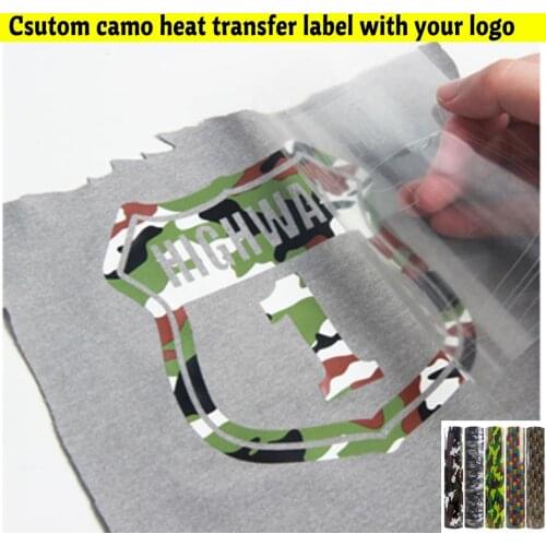 Custom Your LOGO Camouflage Transfer Material Heat Iron on Clothes DIY Bag Patches Shoes Washable Leopard Printing stickers
