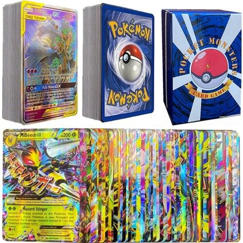 120 PCS English Pokemon Cards 30 TAG TEAM 1 ENERGY 50 MEGA EX 20 GX 19 TRIANER Display Pokémon Shining Cards Playing Game Toys