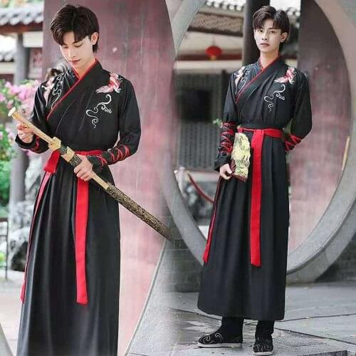 Chinese Ancient Costume Hanfu Traditional Classical Clothing Tang Dynasty Adult Swordsman Robe Men Halloween Couple Costume