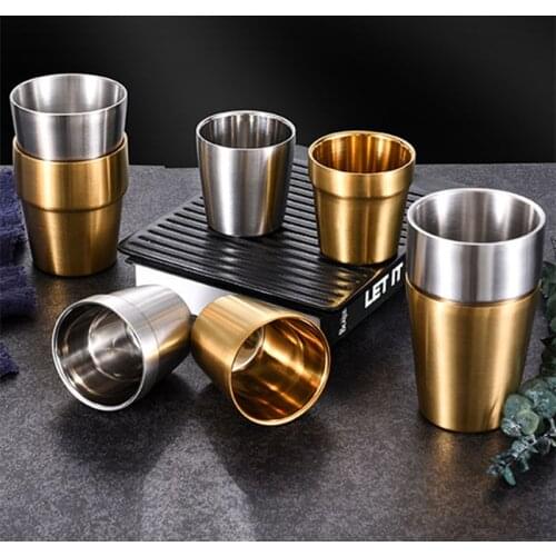 175ML Stainless Steel Korean Double Wall Beer Mugs Household Office Restaurant Water Coffee Drinks Tea Cups Kitchen Drinkware